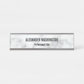 ビジネスエレガント白フェイク大理石名ジョブのタイトル デスクネームプレート (正面)