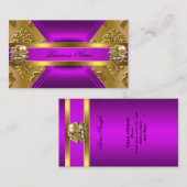 ビジネスエレガント紫マゼンタ金ゴールドダマスクジュエル 名刺 (正面/裏面)