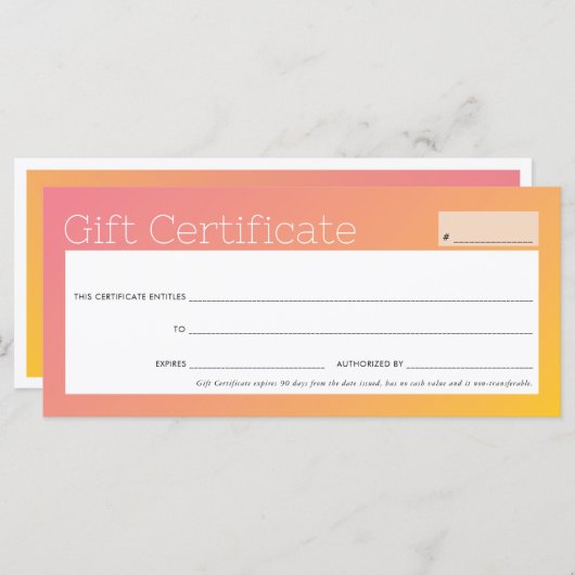 ビジネスエレガント美しいサロンイエローピンクグラデーション (正面/裏面)