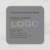 ビジネスエレガント背景ロゴプレミアムブラック スクエア名刺 (正面)