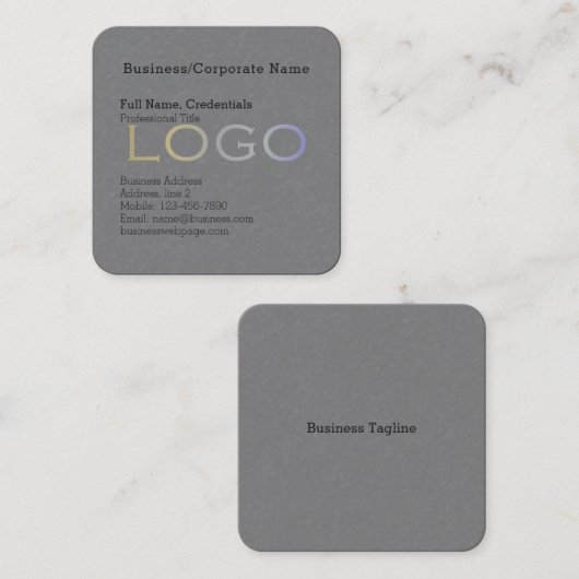 ビジネスエレガント背景ロゴプレミアムブラック スクエア名刺 (正面/裏面)