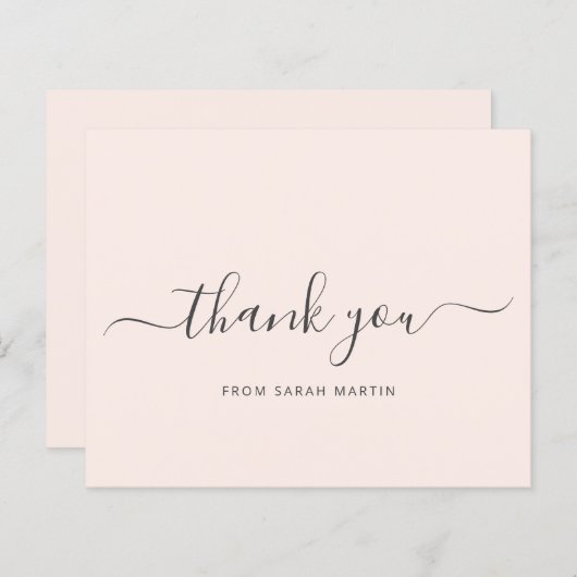 ビジネスエレガント赤面ピンクバジェットサンキューカード (正面/裏面)