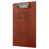 ビジネスエンボスパーソナライズされたブラウンビーガン革 クリップボード (左)