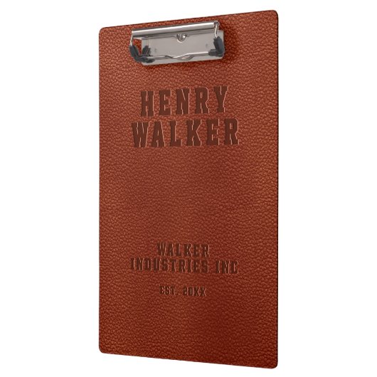 ビジネスエンボスパーソナライズされたブラウンビーガン革 クリップボード (左)