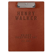 ビジネスエンボスパーソナライズされたブラウンビーガン革 クリップボード (正面)