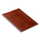 ビジネスエンボスパーソナライズされたブラウンビーガン革 ノートブック (右側)