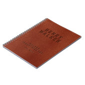 ビジネスエンボスパーソナライズされたブラウンビーガン革 ノートブック (左側)