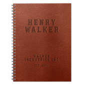 ビジネスエンボスパーソナライズされたブラウンビーガン革 ノートブック (正面)