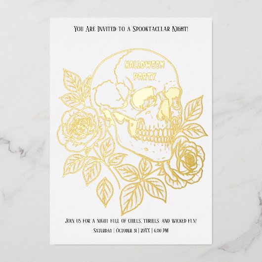 ビジネスオフィスコミュニティのハロウィーン不気味なパーティー 箔招待状 (正面)