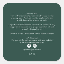 ビジネスオーガニック美しい製品の原料グリーン スクエアシール