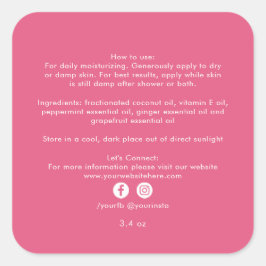 ビジネスオーガニック美しい製品の原料ピンク スクエアシール