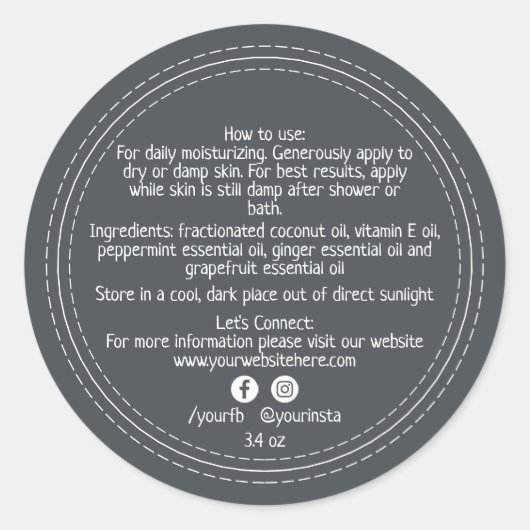 ビジネスオーガニック美しい製品の原料ブラック ラウンドシール (正面)