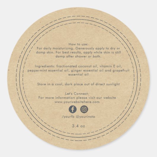 ビジネスオーガニック美しい製品原料クラフト ラウンドシール (正面)