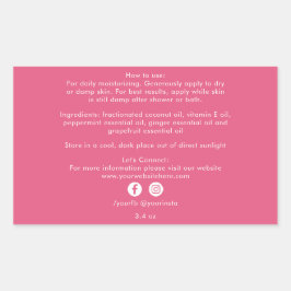 ビジネスオーガニック製品素材ホットピンク 長方形シール