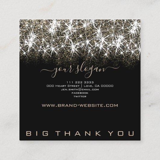 ビジネスオープンゴールデングリッタープロフェッショナルイベント スクエア名刺 (裏面)