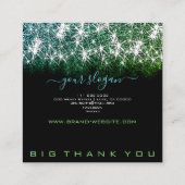 ビジネスオープンティール(緑がかった色)グリーングリッターマニキュア爪、 ネイル スクエア名刺 (裏面)