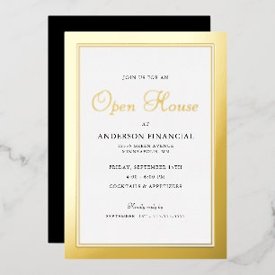 ビジネスオープンハウス伝統的プロフェッショナル金ゴールド 箔招待状