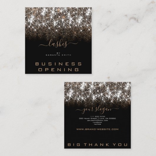 ビジネスオープンラッシュゴールデングリッタースモールビッグ スクエア名刺 (正面/裏面)
