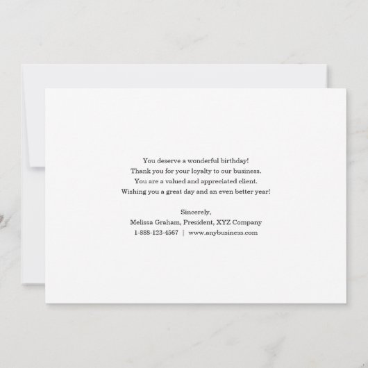 ビジネスカスタマーハッピーバースデーカード – ロゴの追加 サンキューカード (裏面)