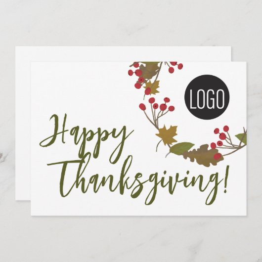 ビジネスカスタムから幸せな感謝祭のロゴマーク シーズンカード (正面/裏面)