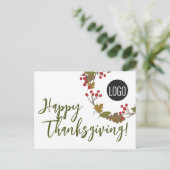 ビジネスカスタムから幸せな感謝祭のロゴマーク シーズンポストカード (スタンド正面)