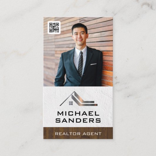 ビジネスカスタムの写真 | QRコードテンプレート 名刺 (正面)