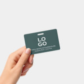 ビジネスカスタムまたは会社のロゴとタイトルパイングリーン バッジ (手持ち)