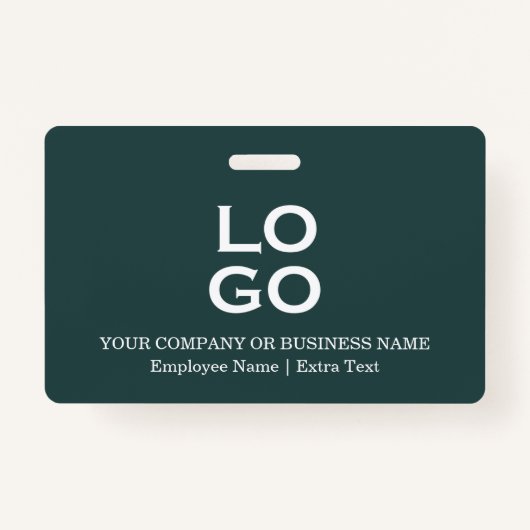 ビジネスカスタムまたは会社のロゴとタイトルパイングリーン バッジ (正面)