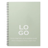 ビジネスカスタムまたは会社のロゴとタイトルSage Green ノートブック (正面)