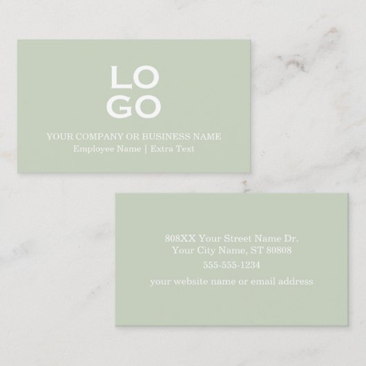 ビジネスカスタムまたは会社のロゴとタイトルSage Green 名刺 (正面/裏面)