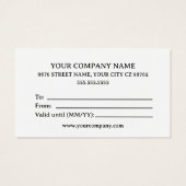 ビジネスカスタムギフトカード (裏面)