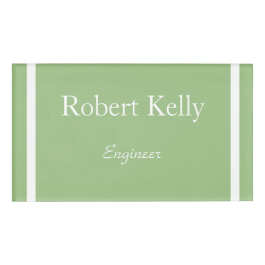 ビジネスカスタムセージの緑と白のライン 名札 (正面)