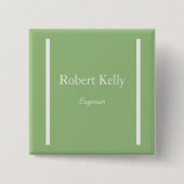 ビジネスカスタムセージの緑と白のライン 缶バッジ (正面)