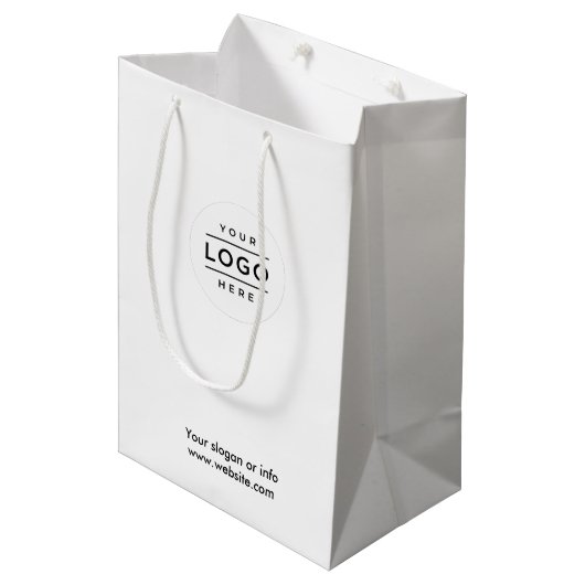 ビジネスカスタムブランディング付き抱き枕ロゴ白 ミディアムペーパーバッグ (正面アングル)