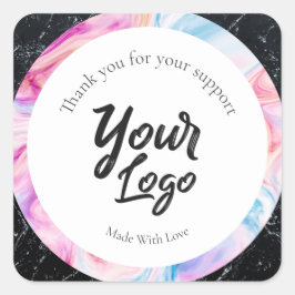 ビジネスカスタムレーベル黒と着色可能な大理石 スクエアシール