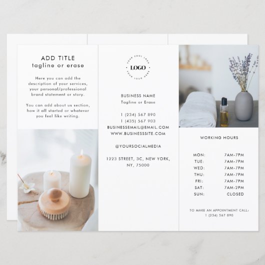 ビジネスカスタムロゴおよび価格表3折パンフレット (正面/裏面)