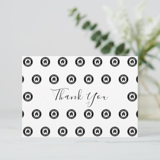 ビジネスカスタムロゴのパターンとメッセージ サンキューカード (スタンド正面)