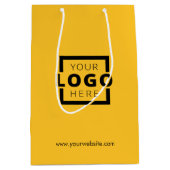 ビジネスカスタムロゴのプロモーションイエローショッピング ミディアムペーパーバッグ (正面)