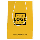 ビジネスカスタムロゴのプロモーションイエローショッピング ミディアムペーパーバッグ (裏面)