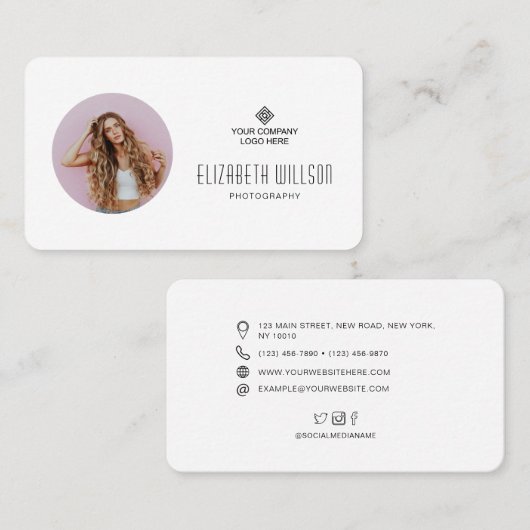 ビジネスカスタムロゴの写真 名刺 (正面/裏面)