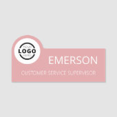 ビジネスカスタムロゴの基本従業員ピンク名 名札 (正面)