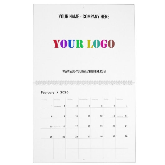 ビジネスカスタムロゴの移動カレンダーの例 カレンダー (2月 2026)