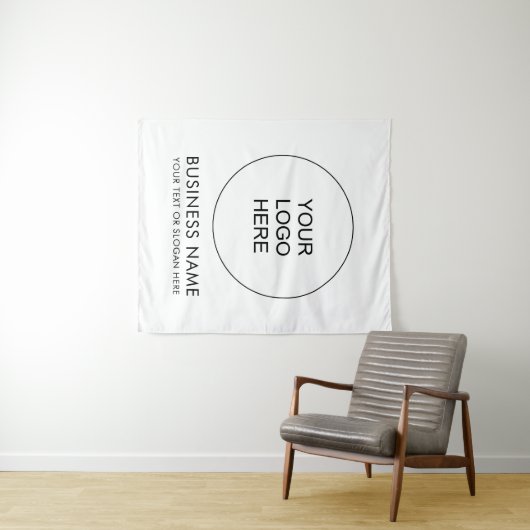 ビジネスカスタムロゴの追加文字背景テンプレート タペストリー (インサイチュ(横))