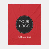 ビジネスカスタムロゴをHoliday Redにアップロード フリースブランケット (正面)
