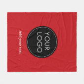 ビジネスカスタムロゴをHoliday Redにアップロード フリースブランケット (正面(横))