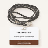 ビジネスカスタムロゴバーコード社員フォトブラウン バッジ (裏面ランヤード)