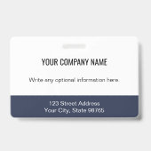 ビジネスカスタムロゴバーコード社員フォトブルー バッジ (裏面)