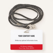 ビジネスカスタムロゴバーコード社員フォトレッド バッジ (裏面ランヤード)