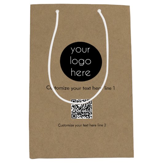 ビジネスカスタムロゴ会社プロモーションクラフト ミディアムペーパーバッグ (正面)