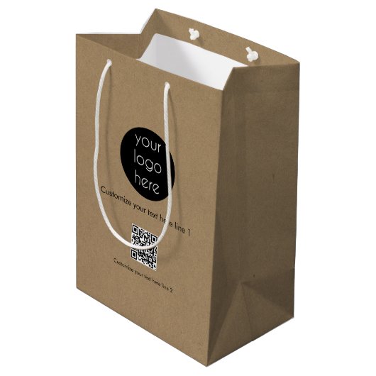 ビジネスカスタムロゴ会社プロモーションクラフト ミディアムペーパーバッグ (裏面アングル)